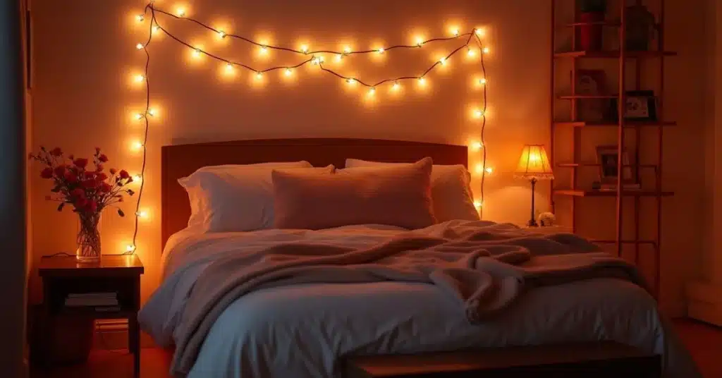 10 Romantic Valentine's Day Bedroom Decor Ideas to Transform Your Space 4 a modern bedroom with creative led lighting string lights drape along the headboard while soft led rchj81z0x570ctrgemuq 0