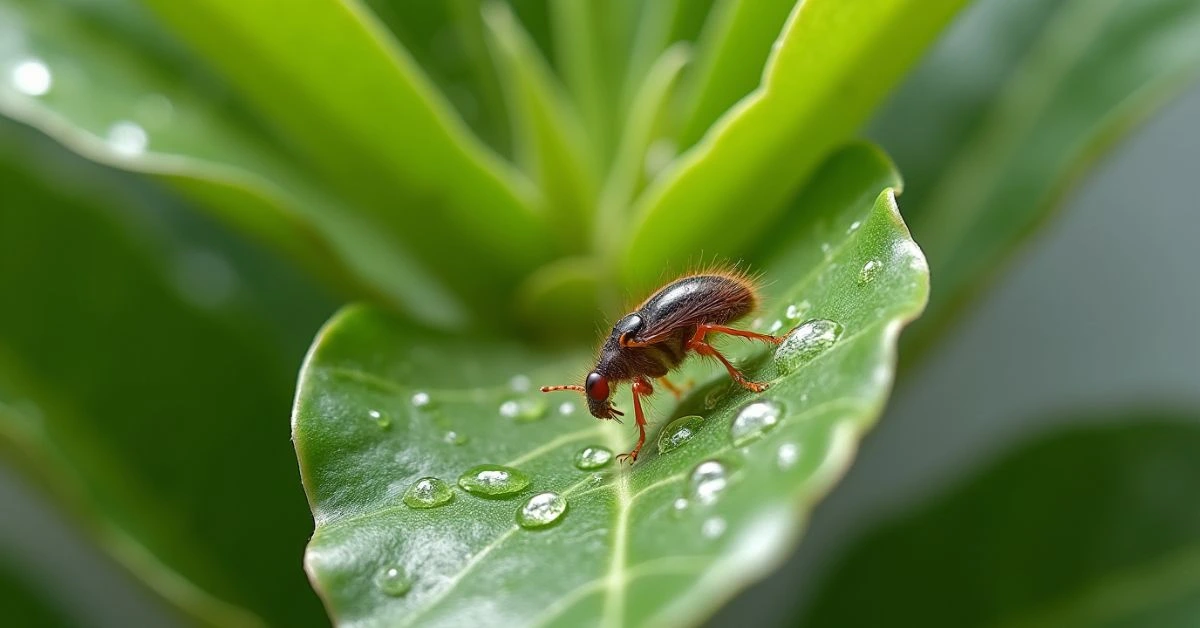 How to Manage Aphids on Houseplants: A Complete Guide to Prevention and Treatment 3 Glistening honeydew residue on the surface of houseplant leaves under natural light.