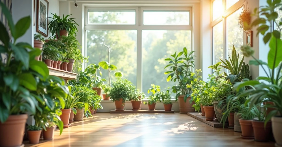 How to Manage Aphids on Houseplants: A Complete Guide to Prevention and Treatment 4 Indoor room with healthy houseplants in a bright, clean, and well-ventilated space.