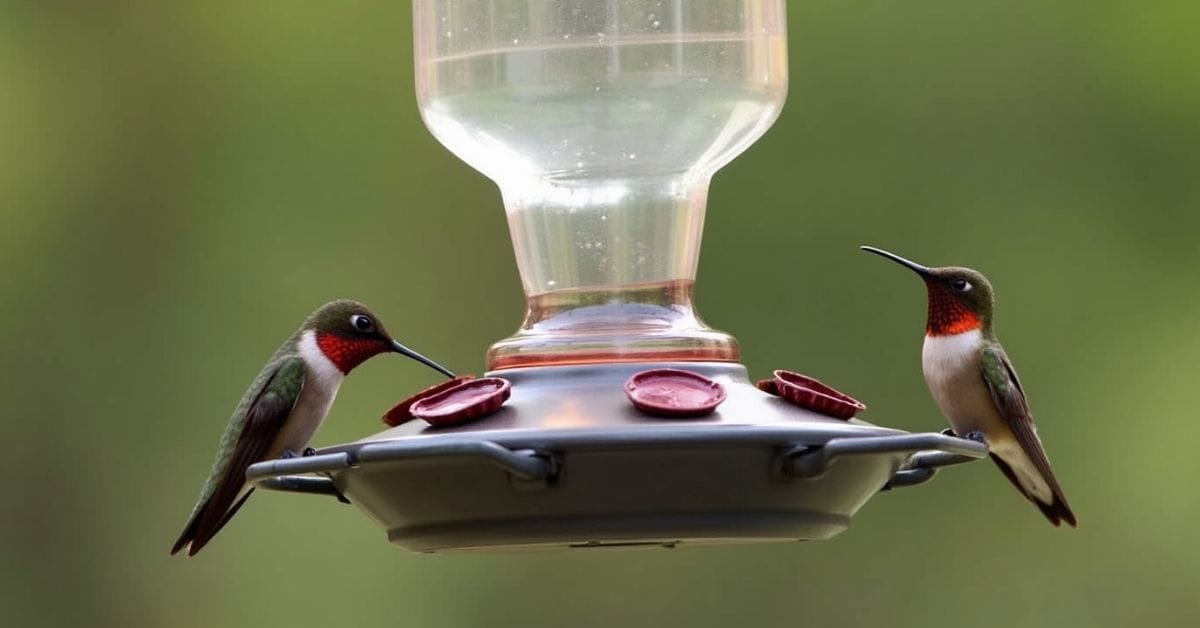 How to Keep Bees Away from Hummingbird Feeders: Simple and Humane Solutions 3 Close-up of a hummingbird feeder with a bee guard.
