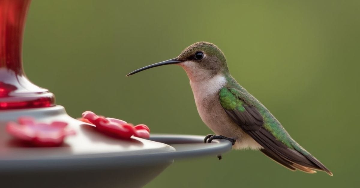 How to Keep Bees Away from Hummingbird Feeders: Simple and Humane Solutions 6 Hummingbird feeding at a bee-free feeder.