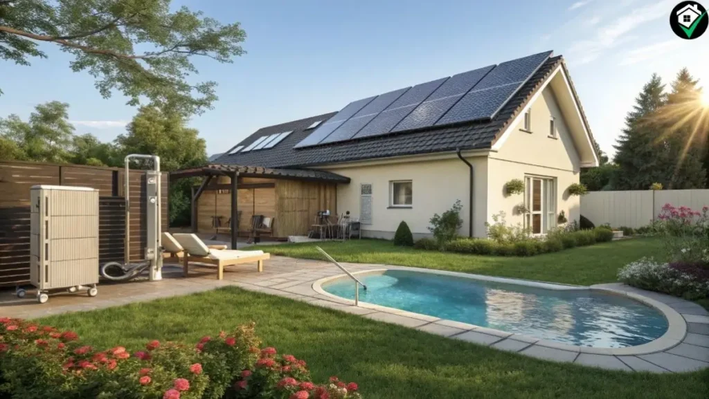 DIY Pool Heater: 7 Simple Steps to Build Your Own Energy-Efficient Pool Heater (Save Money & Stay Warm) 2 Solar-powered DIY pool heater system installed on a roof, heating pool water.