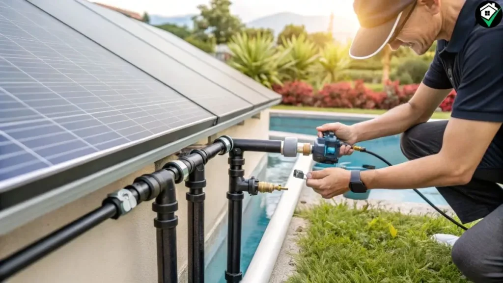 DIY Pool Heater: 7 Simple Steps to Build Your Own Energy-Efficient Pool Heater (Save Money & Stay Warm) 5 DIY pool heater maintenance: checking solar panels and pipes for leaks.