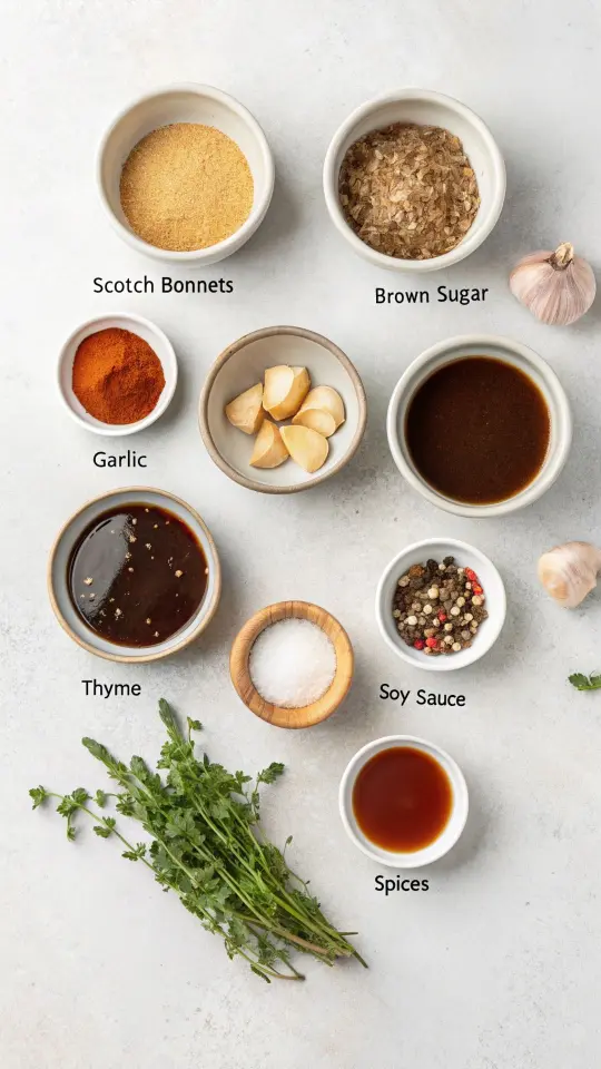 Jerk BBQ Sauce: The Ultimate Upgrade For Any Grill 3 Jerk BBQ sauce ingredients arranged for easy cooking