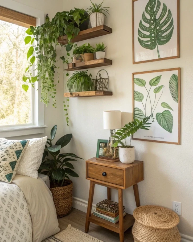 10 Stunning Dream Bedroom Ideas You’ll Absolutely Love 5 Nature-inspired dream bedroom with indoor plants and wood textures